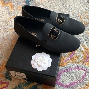 Authentic Chanel Black Loafers Sz 38